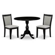 Pemberly Row 3-Piece Round Pedestal Dining Set in Wire Brushed Black Finish