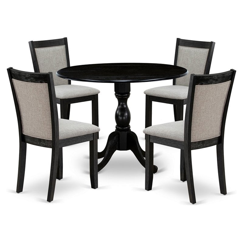 Pemberly Row 5-Piece Wooden Dining Set in Wire Brushed Black Finish