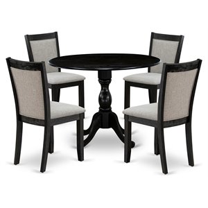 Pemberly Row 5-Piece Wooden Dining Set in Wire Brushed Black Finish