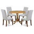 Pemberly Row 5-Piece Wood Dining Set with Parson Chairs in Natural Gray