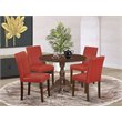 Pemberly Row 5-Piece Mahogany Dining Set with Round Table and Padded Chairs