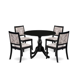 Pemberly Row 5-Piece Rubberwood Dining Room Set in Black Finish
