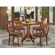 Pemberly Row 5-Piece Saddle Brown Dining Set with Drop Leaf Table