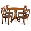 Pemberly Row 5-Piece Saddle Brown Dining Set with Drop Leaf Table
