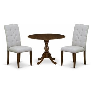 Pemberly Row 3-Piece Drop Leaves Dining Set in Antique Walnut Finish