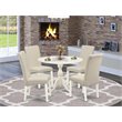 Pemberly Row 5-Piece Wood Dining Set in Linen White and Cream Finish
