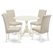 Pemberly Row 5-Piece Wood Dining Set in Linen White and Cream Finish