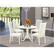 Pemberly Row 5-Pc Wood Drop-Leaf Dining Set in Linen White Finish