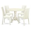 Pemberly Row 5-Pc Wood Drop-Leaf Dining Set in Linen White Finish