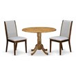 Pemberly Row 3-Piece Round Wood Dining Set with 2 Fabric Chairs