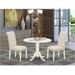 Pemberly Row 3-Piece Wood Dining Set with Microfiber Fabric in Linen White