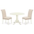 Pemberly Row 3-Piece Wood Dining Set with Microfiber Fabric in Linen White