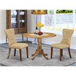 Pemberly Row 3-Piece Wood Dining Set with Parson Chairs in Natural Linen