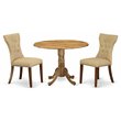 Pemberly Row 3-Piece Wood Dining Set with Parson Chairs in Natural Linen