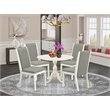 Pemberly Row 5-Piece Wood Dining Set with Linen Fabric Chairs in Shitake