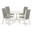 Pemberly Row 5-Piece Wood Dining Set with Linen Fabric Chairs in Shitake