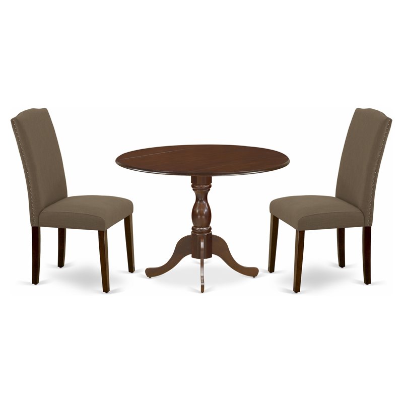 Pemberly Row 3-Piece Wood Dining Set in Mahogany and Dark Coffee