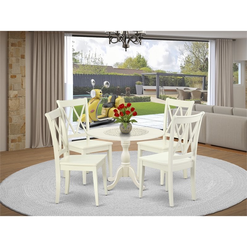 Pemberly Row 5-Piece Wood Dinette Table Set in Linen White Finish