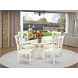 Pemberly Row 5-Piece Wood Dinette Table Set in Linen White Finish