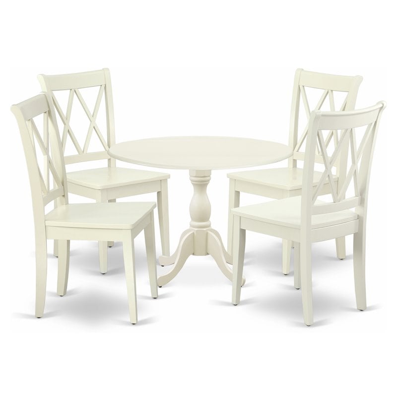 Pemberly Row 5-Piece Wood Dinette Table Set in Linen White Finish