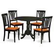 Pemberly Row 5-Piece Dinette Set in Black/Cherry Finish with Wood Seats