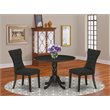 Pemberly Row 3-Piece Round Dining Table and Upholstered Chairs Set in Black