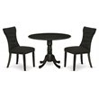 Pemberly Row 3-Piece Round Dining Table and Upholstered Chairs Set in Black