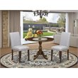 Pemberly Row 3-Piece Dining Set in Walnut with Gray Upholstered Chairs