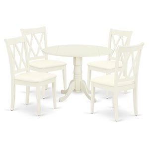 Pemberly Row 5-Piece Wood Dining Table Set with Fabric Seats in White