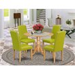 Pemberly Row 5-Piece Wood Dining Set with Round Table in Oak Green