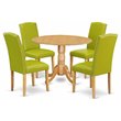 Pemberly Row 5-Piece Wood Dining Set with Round Table in Oak Green
