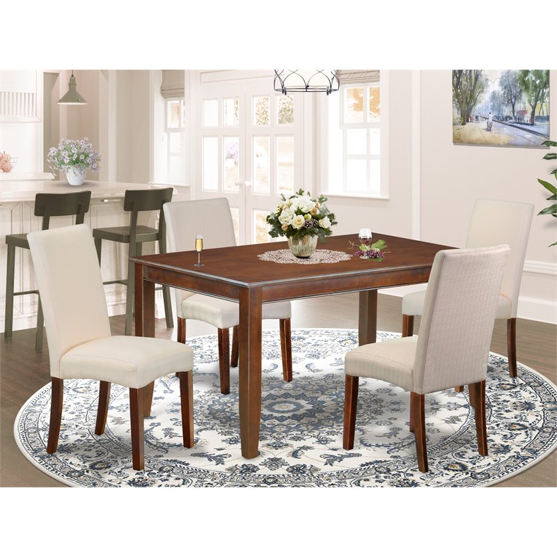 Pemberly Row 5-Piece Wood Dining Set in Mahogany/Cream Finish