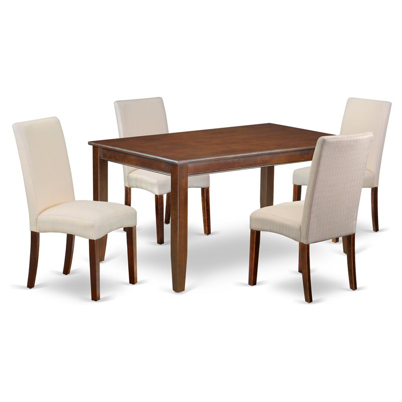 Pemberly Row 5-Piece Wood Dining Set in Mahogany/Cream Finish