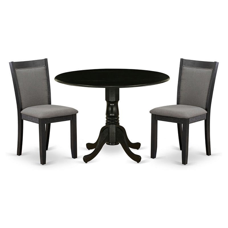 Pemberly Row 3-Piece Wooden Dining Set in Dark Gotham Gray & Black