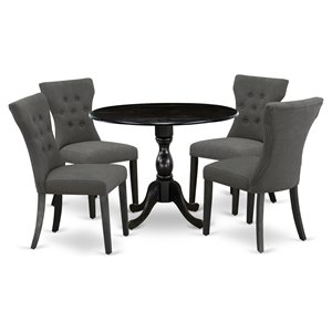 Pemberly Row 5-Piece Wood Dining Set in Dark Gotham Gray & Black