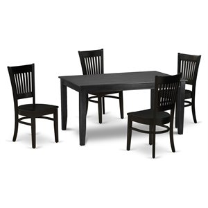 Pemberly Row 5-Piece Wood Dining Set with Slatted Back Chairs in Black