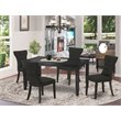 Pemberly Row 5-Piece Wood Dining Table Set with Black Upholstery