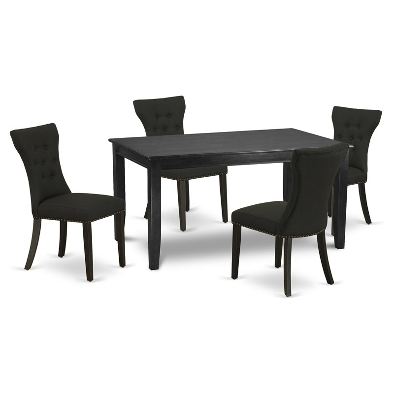 Pemberly Row 5-Piece Wood Dining Table Set with Black Upholstery