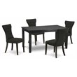 Pemberly Row 5-Piece Wood Dining Table Set with Black Upholstery
