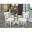 Pemberly Row 5-Piece White Wood Dining Table Set with Slatted Chairs
