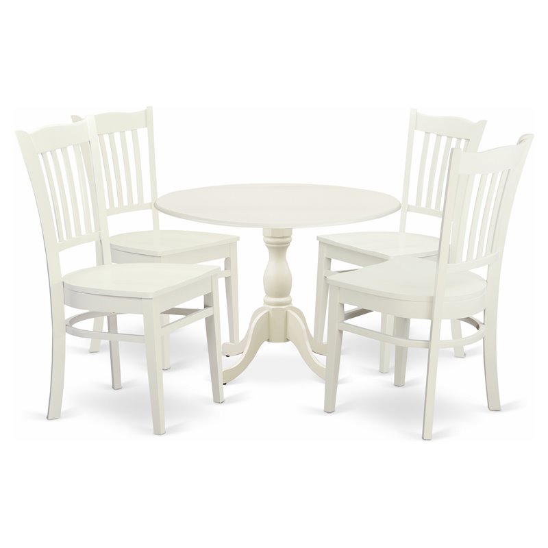 Pemberly Row 5-Piece White Wood Dining Table Set with Slatted Chairs