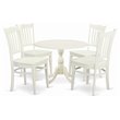 Pemberly Row 5-Piece White Wood Dining Table Set with Slatted Chairs
