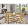 Pemberly Row 5-Piece Wood Dining Set with Linen Seats in Oak Finish