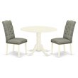 Pemberly Row 3-Piece Wood Dining Set in Linen White and Smoke Finish