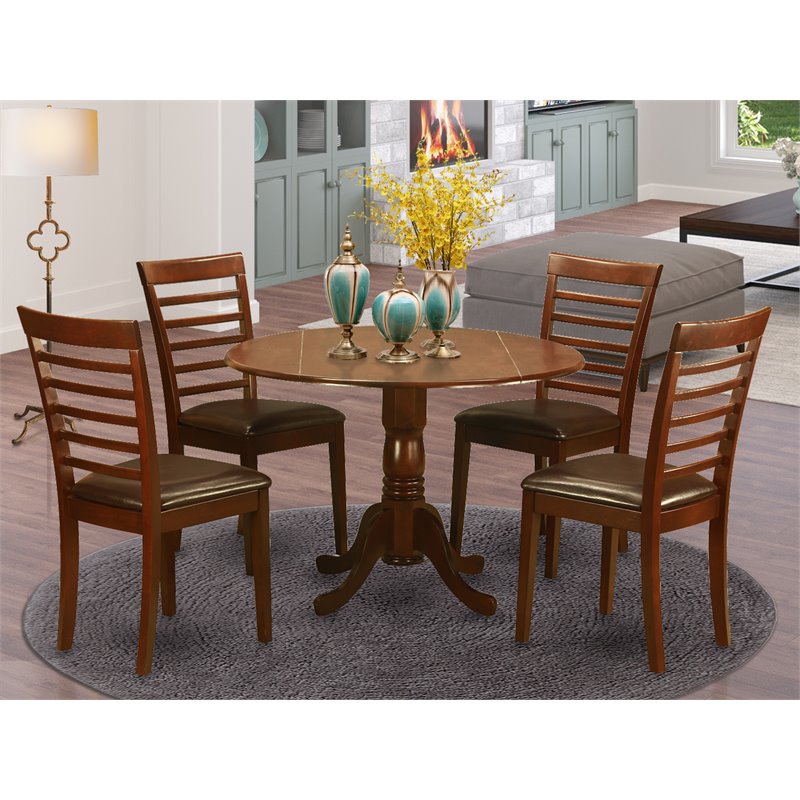 Pemberly Row 5-Piece Mahogany Round Dining Table and Chair Set