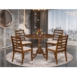 Pemberly Row 5-Piece Mid-Century Walnut Dining Set with Upholstered Chairs