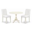 Pemberly Row 3-Piece Wood Dining Set with High Back in Linen White