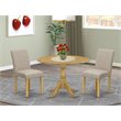 Pemberly Row 3-Piece Wood Dining Set with Drop Leaf Table in Oak and Tan
