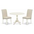 Pemberly Row 3-Pc Wooden Dining Set in Linen White/Cream Finish