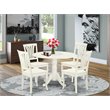 Pemberly Row 5-Piece Wood Dining Set with Slatted Chairs in Linen White